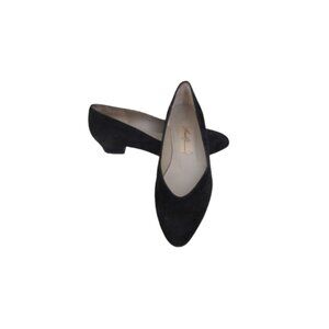 Vintage Black Suede Amalfi Diane Made In Italy Low Heel Shoes Size 7.5B